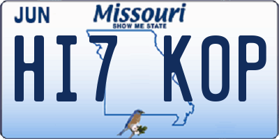 MO license plate HI7K0P