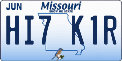 MO license plate HI7K1R