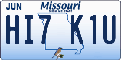 MO license plate HI7K1U