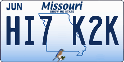 MO license plate HI7K2K