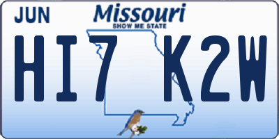 MO license plate HI7K2W