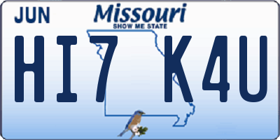 MO license plate HI7K4U
