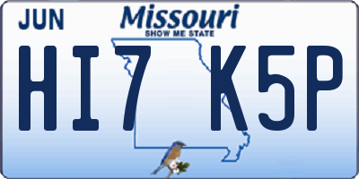 MO license plate HI7K5P