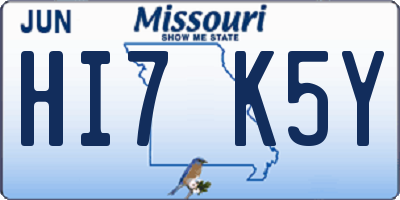 MO license plate HI7K5Y