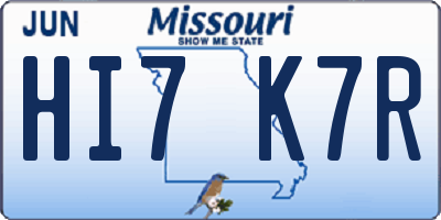 MO license plate HI7K7R
