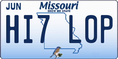 MO license plate HI7L0P