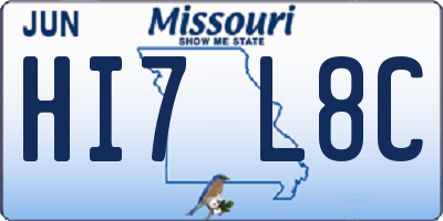 MO license plate HI7L8C