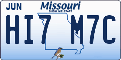 MO license plate HI7M7C