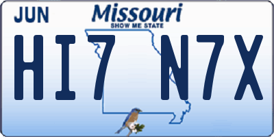 MO license plate HI7N7X