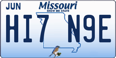 MO license plate HI7N9E