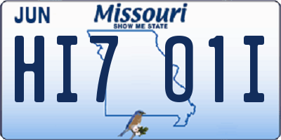 MO license plate HI7O1I