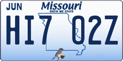 MO license plate HI7O2Z