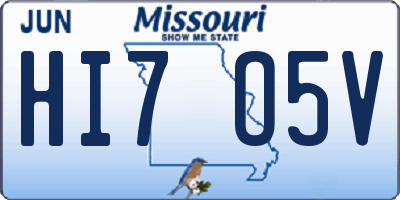 MO license plate HI7O5V