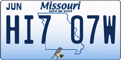 MO license plate HI7O7W