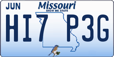 MO license plate HI7P3G