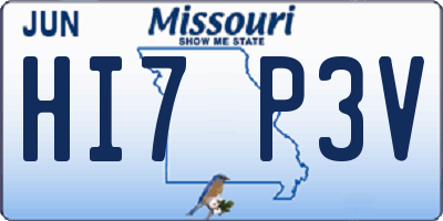 MO license plate HI7P3V