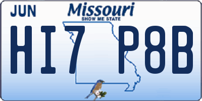 MO license plate HI7P8B
