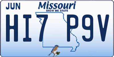 MO license plate HI7P9V