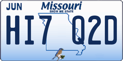 MO license plate HI7Q2D
