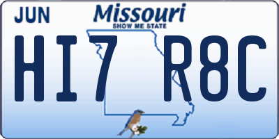 MO license plate HI7R8C