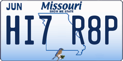 MO license plate HI7R8P