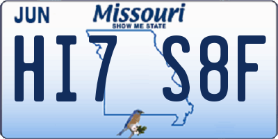 MO license plate HI7S8F