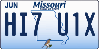 MO license plate HI7U1X