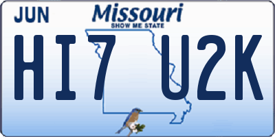 MO license plate HI7U2K