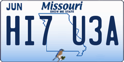 MO license plate HI7U3A
