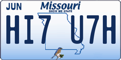 MO license plate HI7U7H