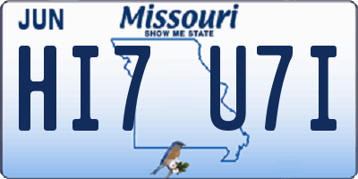 MO license plate HI7U7I