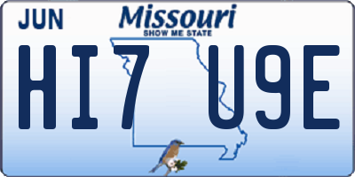 MO license plate HI7U9E