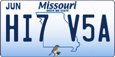 MO license plate HI7V5A