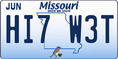 MO license plate HI7W3T