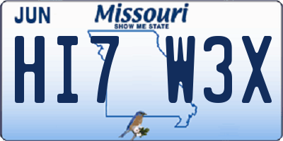 MO license plate HI7W3X