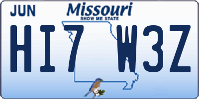 MO license plate HI7W3Z