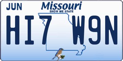 MO license plate HI7W9N