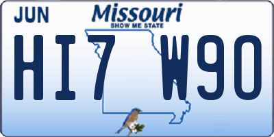 MO license plate HI7W9O