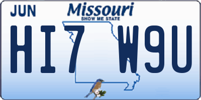 MO license plate HI7W9U