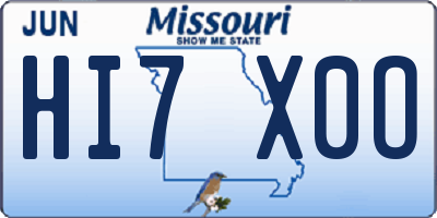 MO license plate HI7X0O
