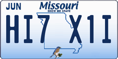 MO license plate HI7X1I