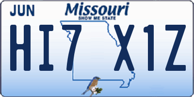 MO license plate HI7X1Z