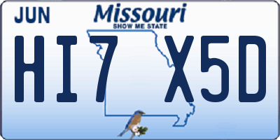 MO license plate HI7X5D