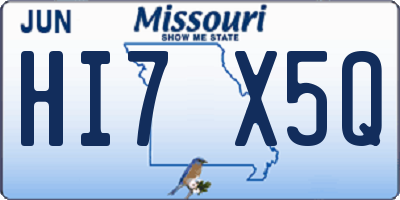 MO license plate HI7X5Q