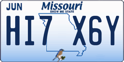 MO license plate HI7X6Y
