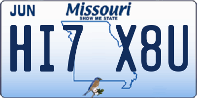 MO license plate HI7X8U