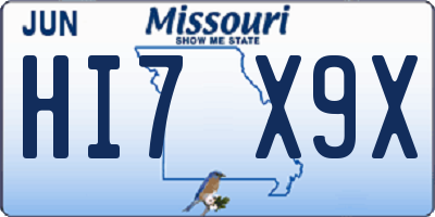 MO license plate HI7X9X