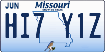 MO license plate HI7Y1Z