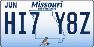 MO license plate HI7Y8Z