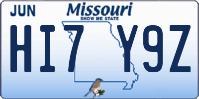 MO license plate HI7Y9Z